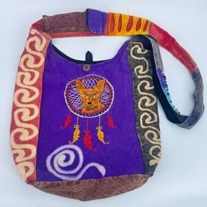 Y2K Boho Festival Sling Bag Psychedelic Wolf Dreamcatcher Rising International